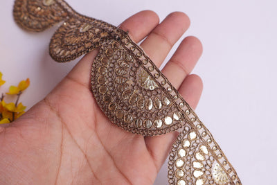 9 Yards Dark Gold Scalloped Gota Patti Indian Lace - 5cm Wide