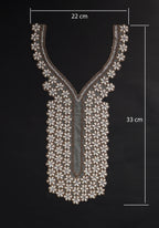 Pearl Floral Neckline Applique: Zircon Stone Indian Sew-On Patch
