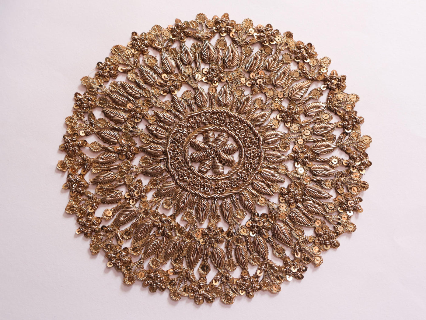 Exquisite Round Baroque Embroidered Dark Gold/ Clear Gold 8.5 inch