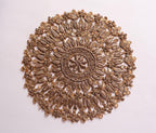 Handmade Zardozi Applique Patch: Gold Embroidered Sequin Floral, 8.5 inch