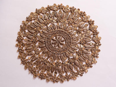 Exquisite Round Baroque Embroidered Dark Gold/ Clear Gold 8.5 inch