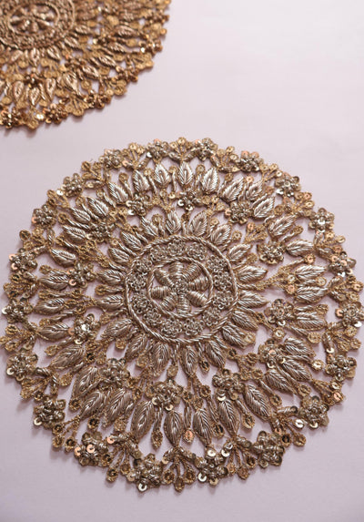 Exquisite Round Baroque Embroidered Dark Gold/ Clear Gold 8.5 inch