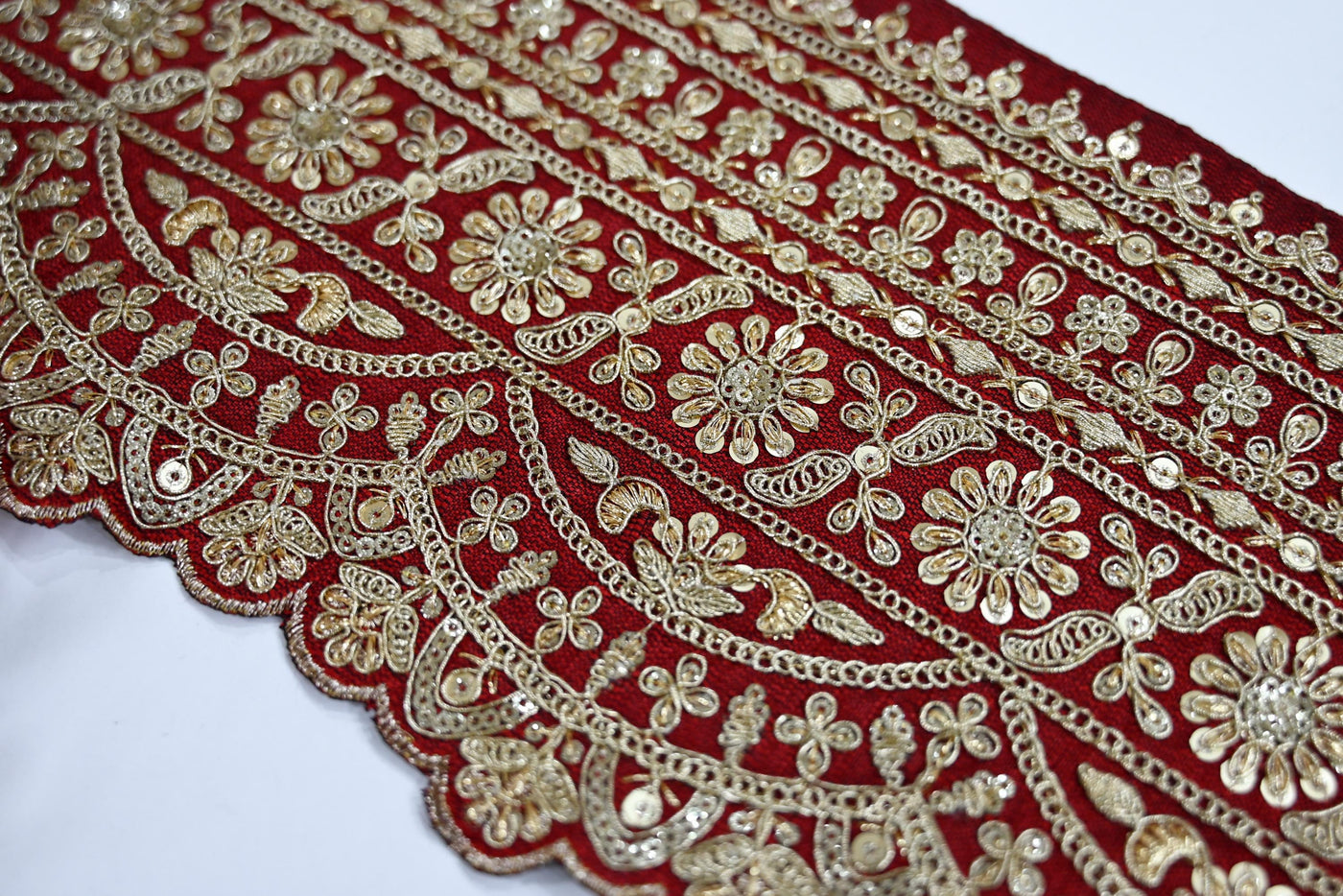 Broad Dark Maroon Indian Sari Border Trim 17cm Wide 1 Yard