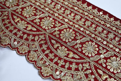 Broad Dark Maroon Indian Sari Border Trim 17cm Wide 1 Yard