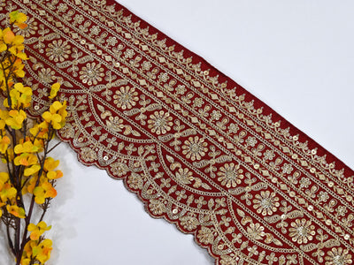 Broad Dark Maroon Indian Sari Border Trim 17cm Wide 1 Yard