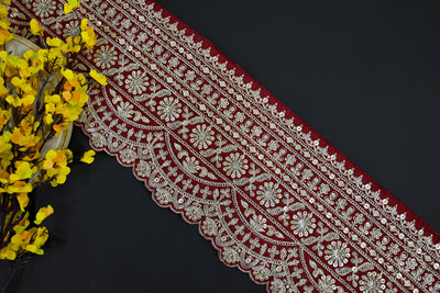 Broad Dark Maroon Indian Sari Border Trim 17cm Wide 1 Yard