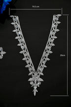 Silver Embroidered V Neck Patch with Sleeves: Indian Brass Applique