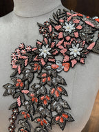 Floral Embroidered Applique Patch: Beaded Zardozi Cutwork (39 cm)