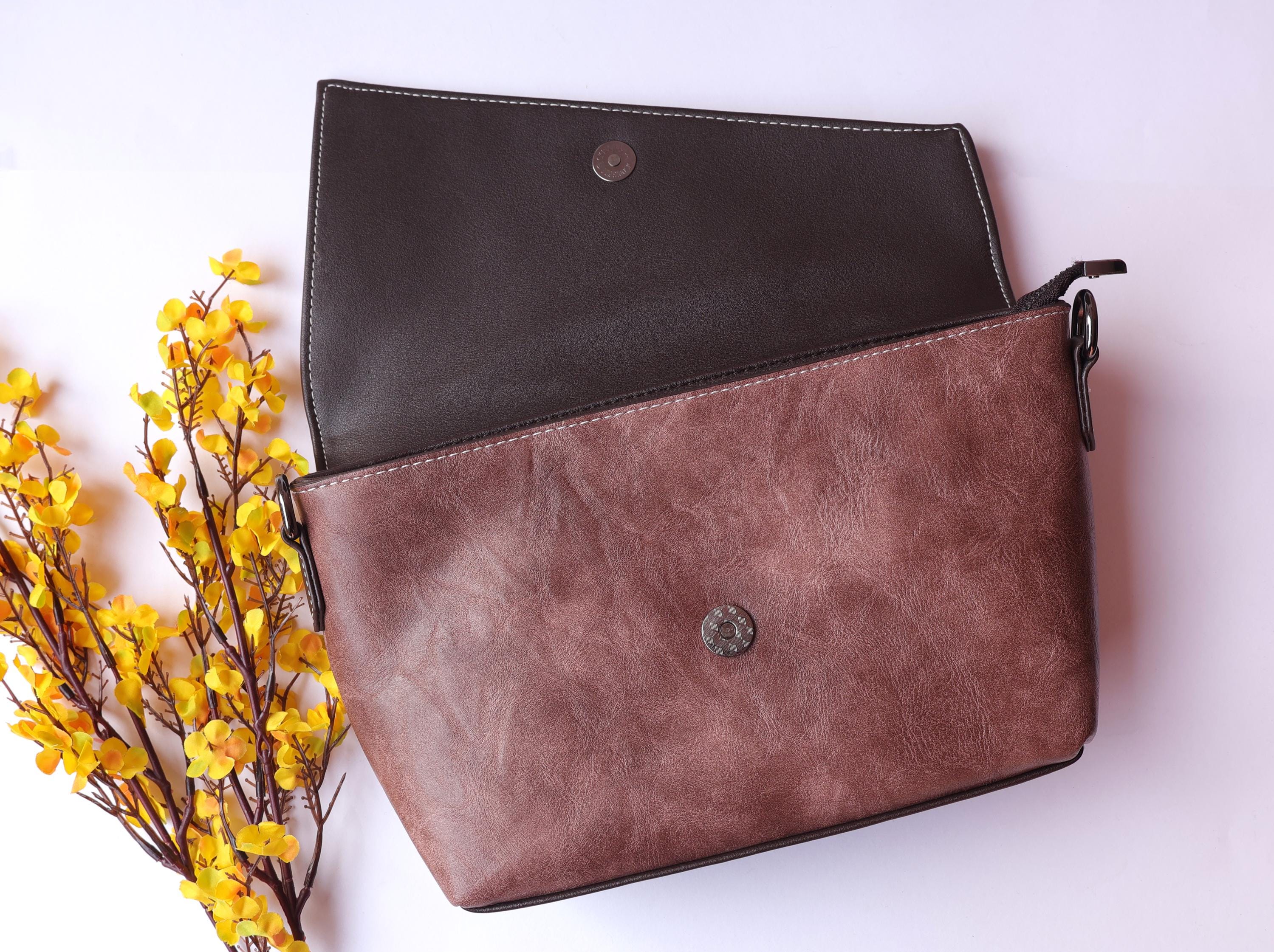 Embroidered Floral Leather Clutch Bag, Boho Shoulder Bag (30 x 18cm)