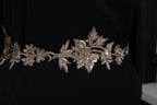 Creme Gold Zardozi Embroidery Floral Applique Patches - Handmade Pair