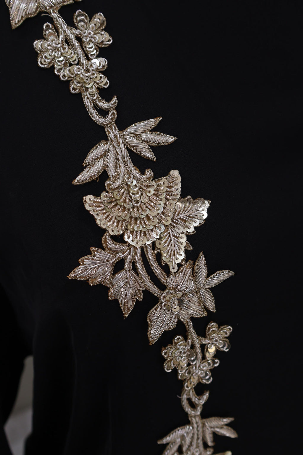Creme Gold Zardozi Embroidery Floral Applique Patches - Handmade Pair