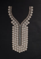 Pearl Floral Neckline Applique: Zircon Stone Indian Sew-On Patch