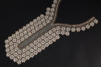 Pearl Floral Neckline Applique: Zircon Stone Indian Sew-On Patch