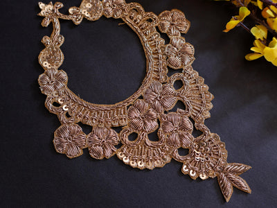 Antique Gold Baroque Embroidered Shoulder Patch - 1 Pair