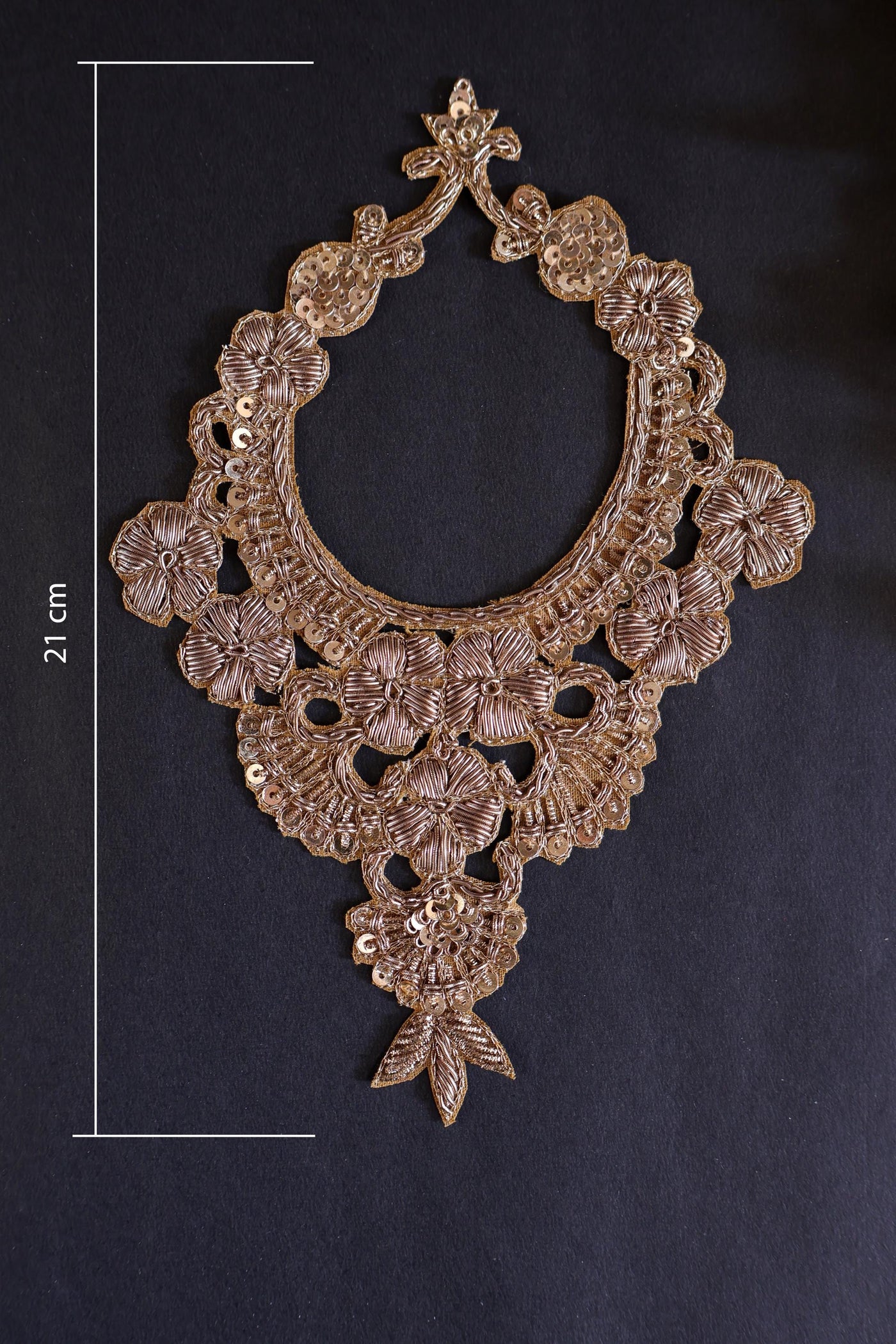 Antique Gold Baroque Embroidered Shoulder Patches: Indian Zardozi Applique (1 Pair)