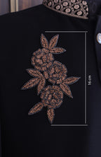 Embroidered Floral Applique Patch: Dark Golden Indian Glass Beads