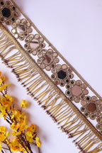 Golden Mirror Fringe Trim, Cutwork Lace, Boho Embellishment, By The Yard