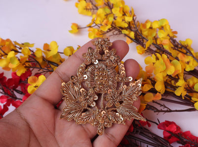 Zardozi Embroidered Sequin Applique Patches: Indian Antique Gold & Rose Gold (Set of 4)