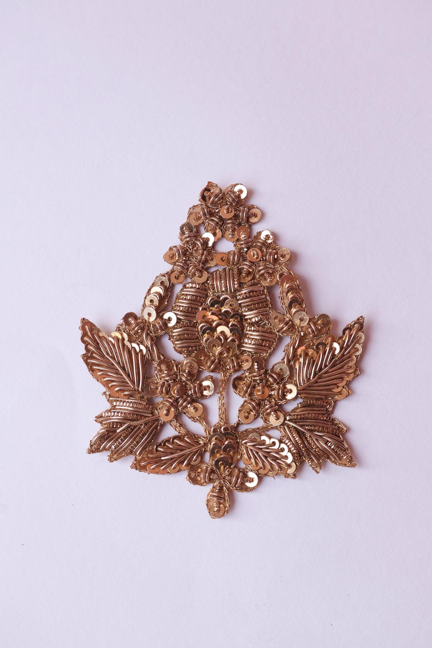 Zardozi Embroidered Sequin Applique Patches: Indian Antique Gold & Rose Gold (Set of 4)