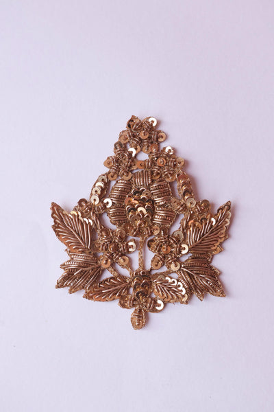 Zardozi Embroidered Sequin Applique Patches: Indian Antique Gold & Rose Gold (Set of 4)