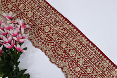 Broad Dark Maroon Indian Sari Border Trim 17cm Wide 1 Yard