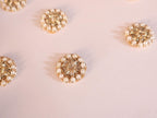 Gold Zardozi Applique Patches with Pearls: Indian Sari Embellishments (25 Pc, 2.2 cm)