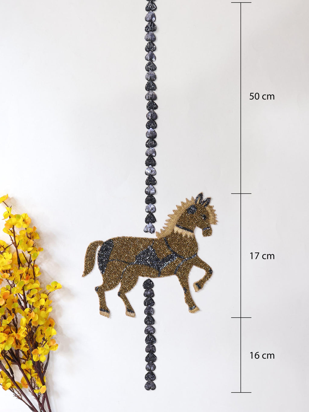 Beaded Sequin Horse Applique Patch: Indian Embroidered Artwork