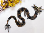 Embroidered Dragon Patch: Handmade Indian Applique, Golden Silver Detail