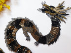 Embroidered Dragon Patch: Handmade Indian Applique, Golden Silver Detail