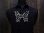 Embroidered Butterfly Patch: Metallic Black Silver Applique, Handmade Indian Design