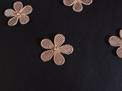 25 Rose Gold Floral Gota Applique Patches: Indian Sewing Embellishments (35mm)