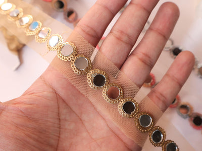 9 Yards Sequin Mirror Trim: Indian Sari Ribbon Lace, 2cm Wide