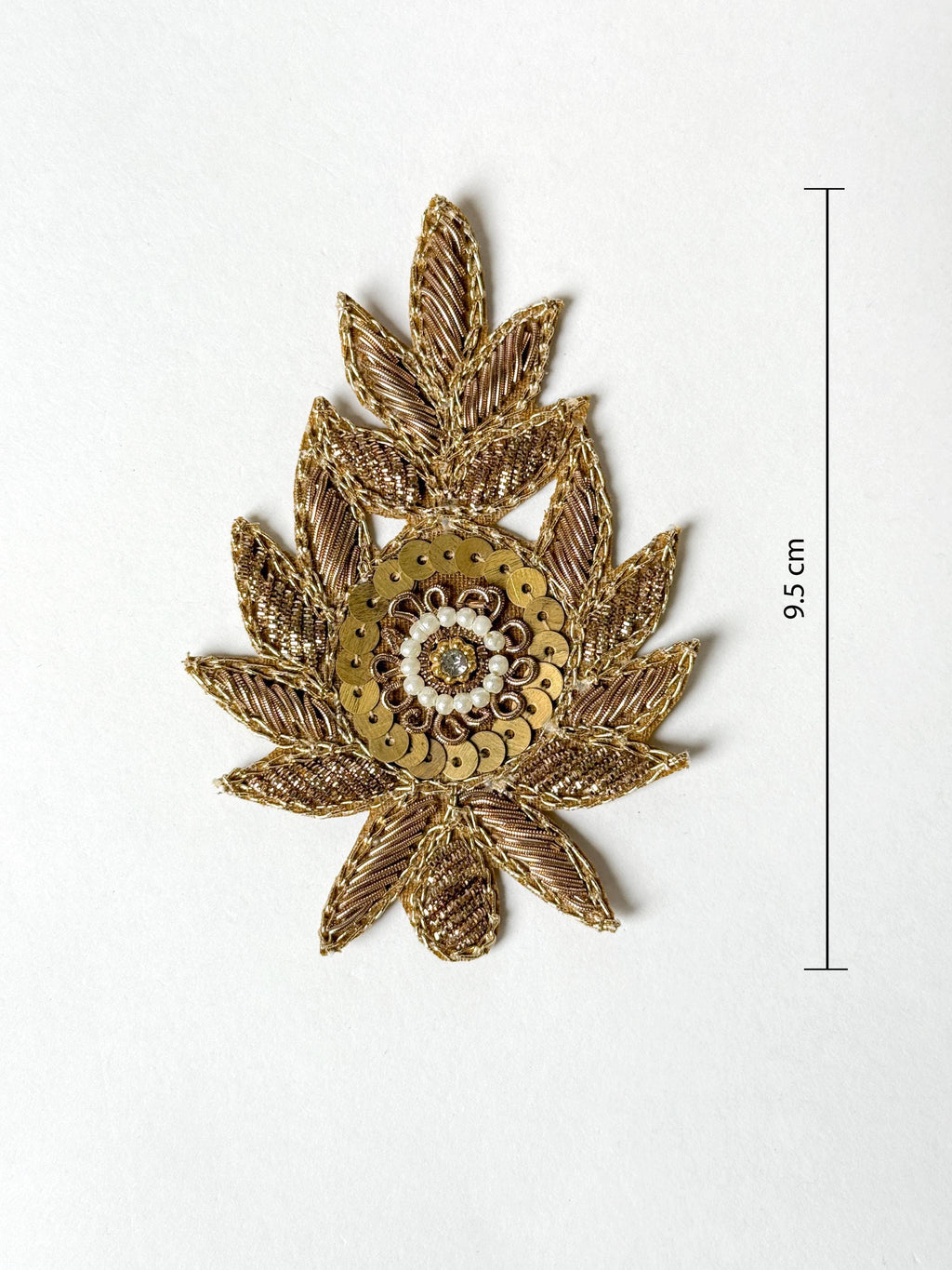 Set of 5 Antique Gold Zardozi Applique Patches: Indian Embroidered Sequins