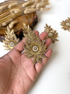 Set of 5 Antique Gold Zardozi Applique Patches: Indian Embroidered Sequins