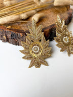 Set of 5 Antique Gold Zardozi Applique Patches: Indian Embroidered Sequins