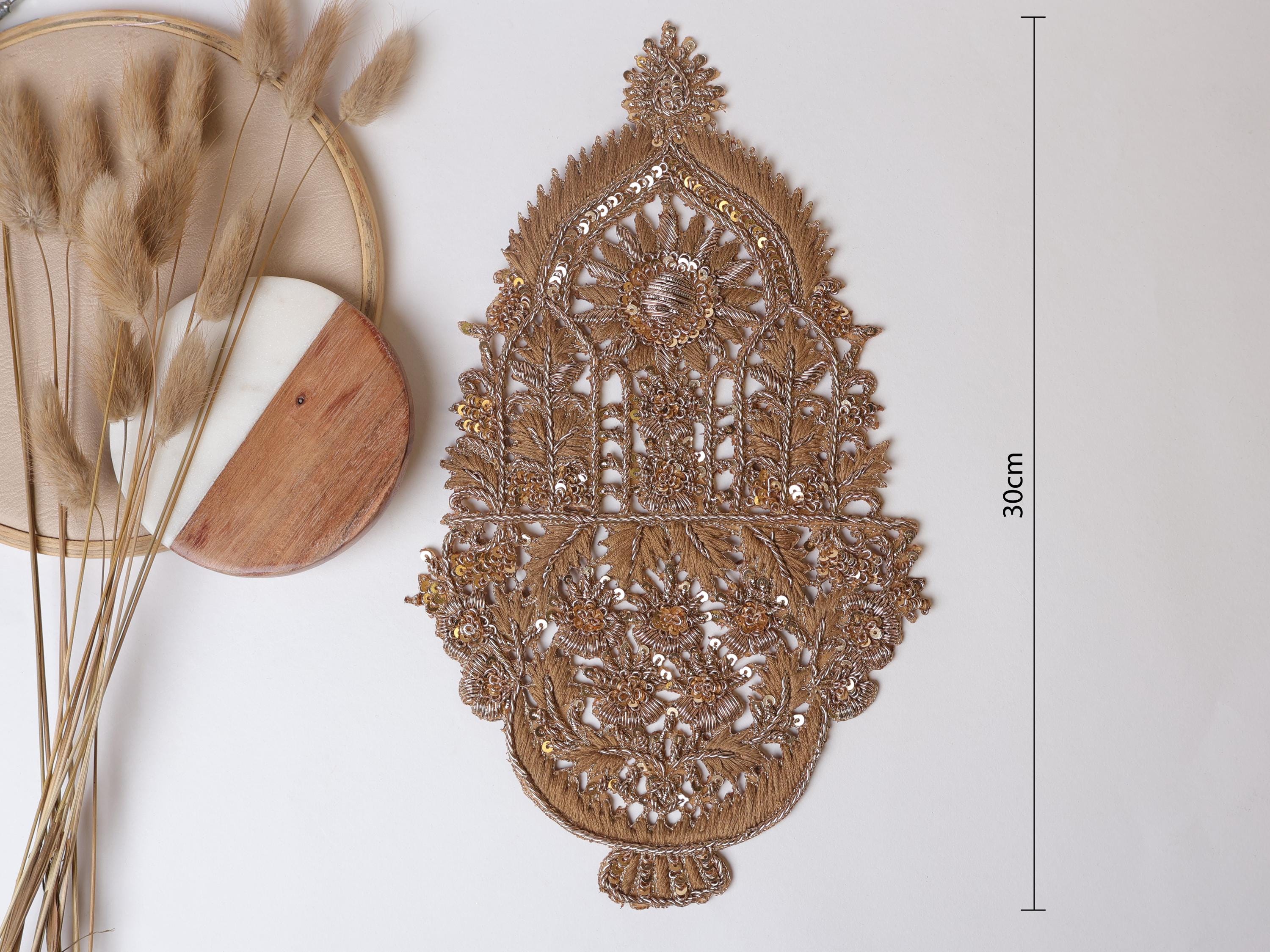 Baroque Embroidered Applique Patch, Sequin & Brass Sew-On Embellishment