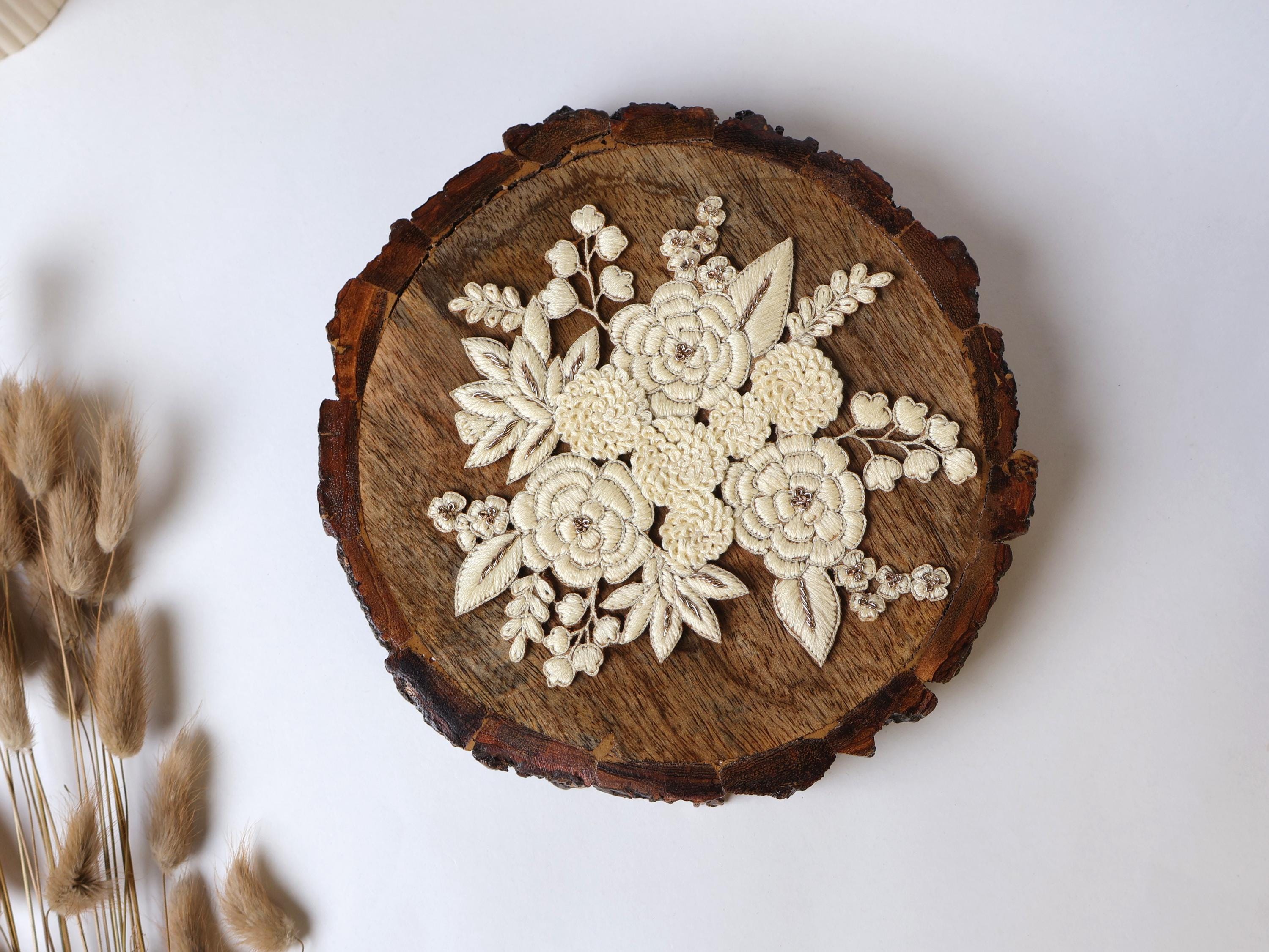 Handmade Floral Applique Patch: Indian Embroidered Art
