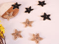 Rose Gold & Black Beaded Star Applique Patches - 10 Pc (5 cm)