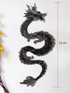 Embroidered Dragon Patch: Handmade Indian Applique, Golden Silver Detail
