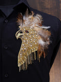 Handmade Golden Eagle Embroidered Fur Patch: Luxury Indian Applique