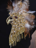 Handmade Golden Eagle Embroidered Fur Patch: Luxury Indian Applique