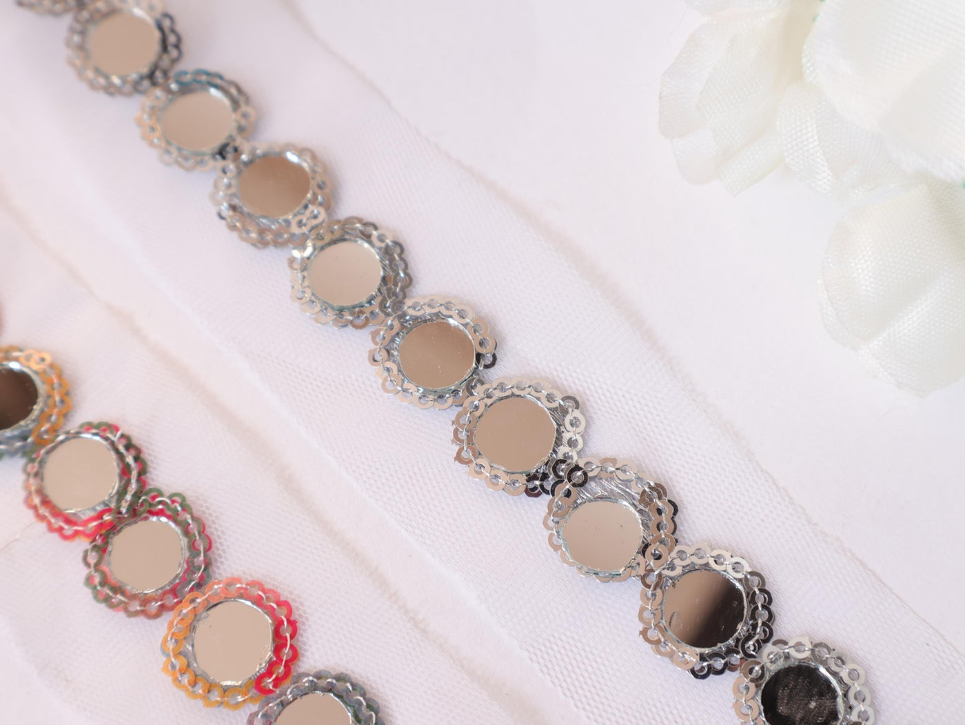 9 Yards Sequin Mirror Trim: Indian Sari Ribbon Lace, 2cm Wide