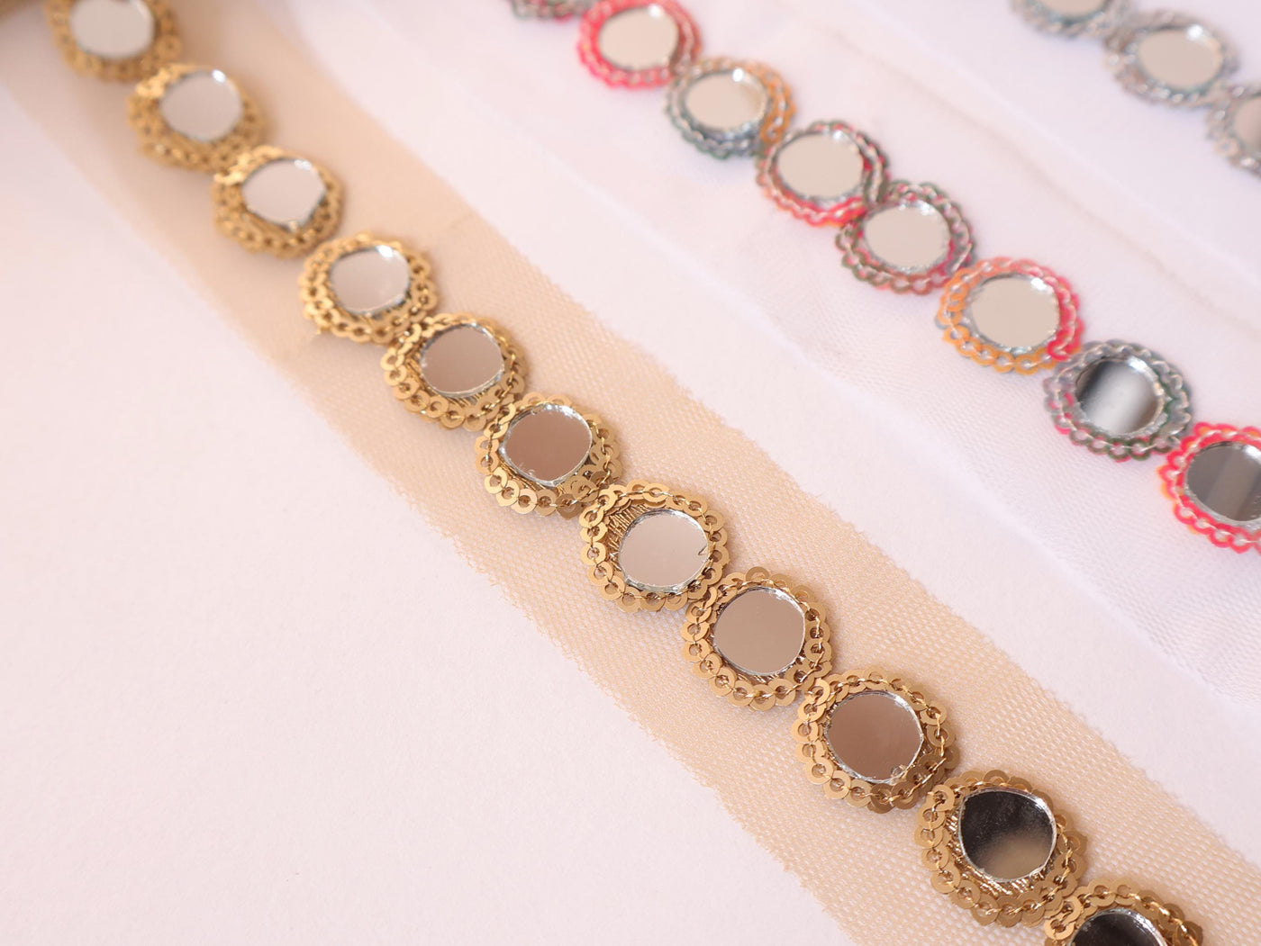 9 Yards Sequin Mirror Trim: Indian Sari Ribbon Lace, 2cm Wide