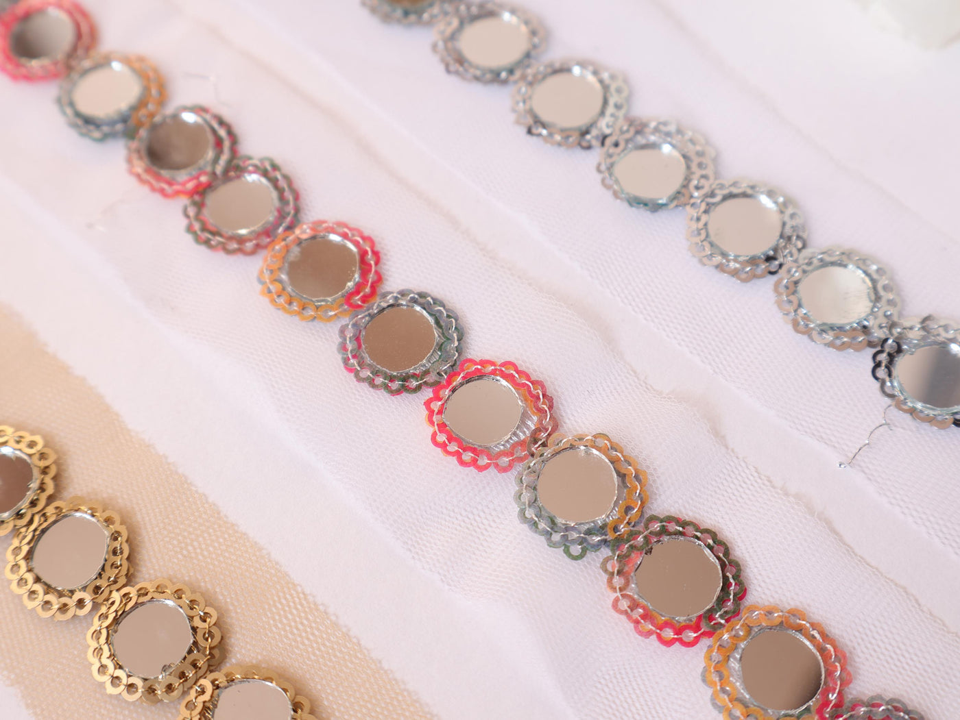 9 Yards Sequin Mirror Trim: Indian Sari Ribbon Lace, 2cm Wide