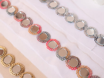 9 Yards Sequin Mirror Trim: Indian Sari Ribbon Lace, 2cm Wide