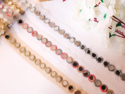 9 Yards Sequin Mirror Trim: Indian Sari Ribbon Lace, 2cm Wide