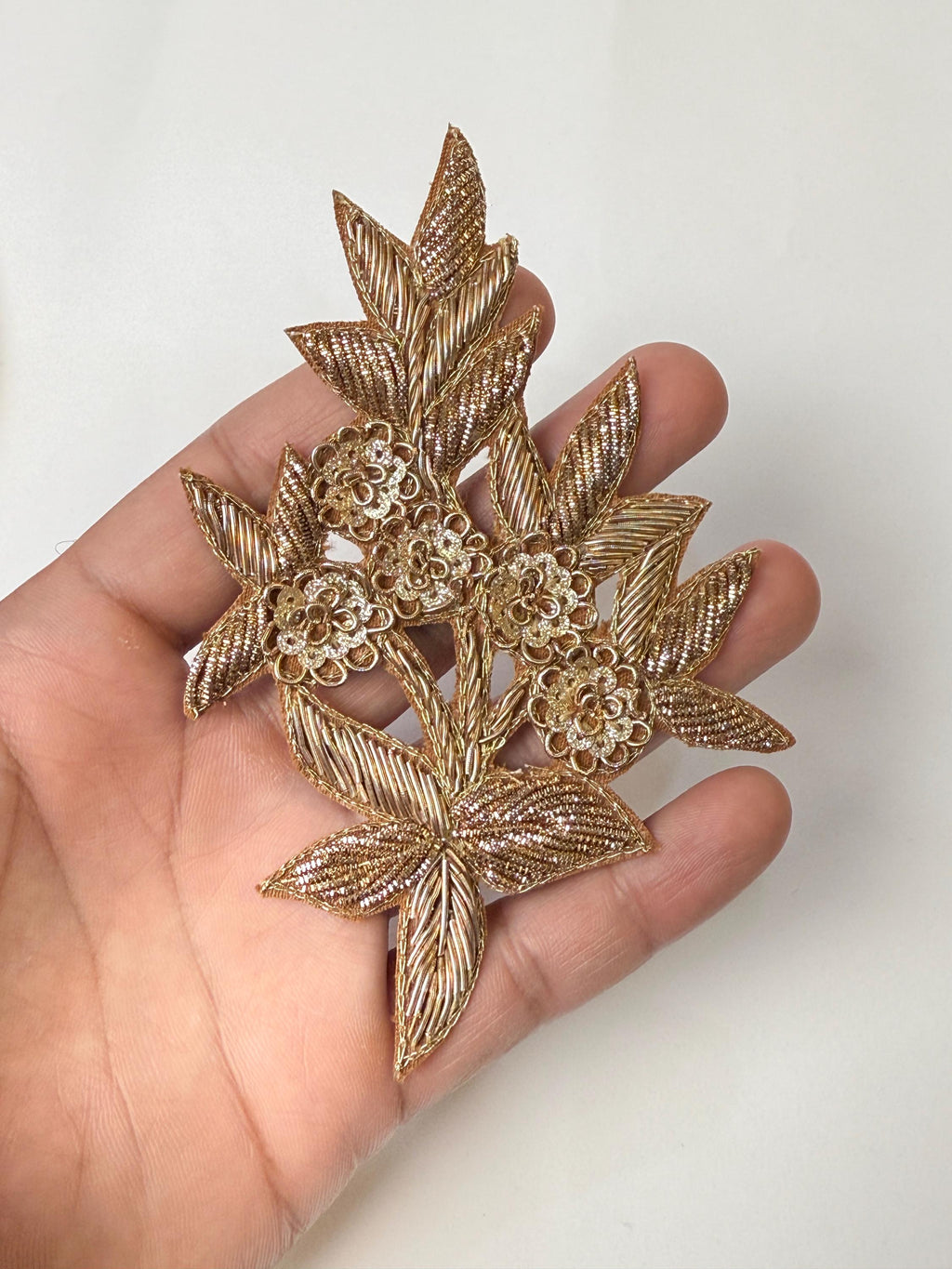 Gold Zardozi Embroidered Applique Patches: Indian Wedding Dress Embellishments (Set of 4)