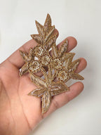 Gold Zardozi Embroidered Applique Patches: Indian Wedding Dress Embellishments (Set of 4)