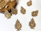 Set of 5 Antique Gold Zardozi Applique Patches: Indian Embroidered Sequins