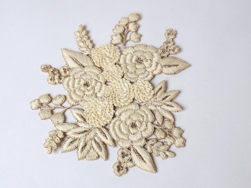 Handmade Floral Applique Patch: Indian Embroidered Art